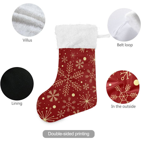 Julklapp, Personliga Julklappsstrumpor 2-pack Jul Snöflingor Gyllene Röda 18 tum Julstrumpor Hängande Ornament Eldstad