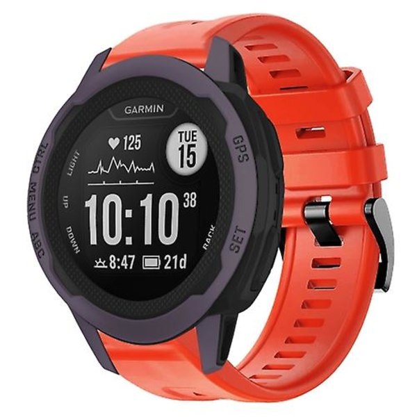 Til Garmin Instinct 2s Metal Spænde Solid Color Silikone Urrem URH Red