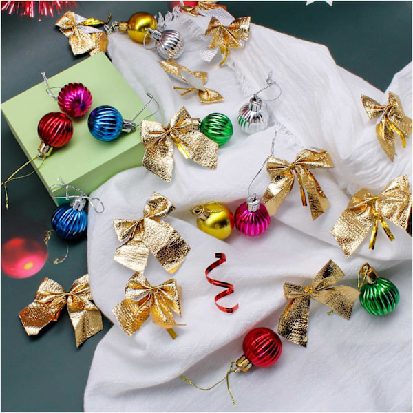Julgranskulor och rosetter Set (24 st) - Julgransprydnader