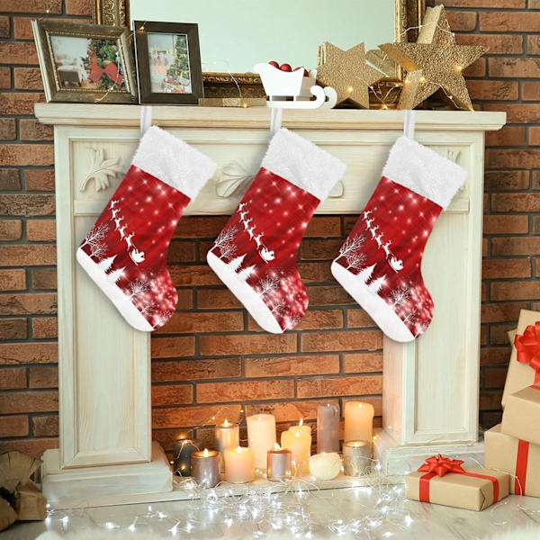 Julklapp, personliga julklappsstrumpor 2-pack Jul Snö Tomten 45,7 cm Julstrumpor Hängande Ornament Eldstad för