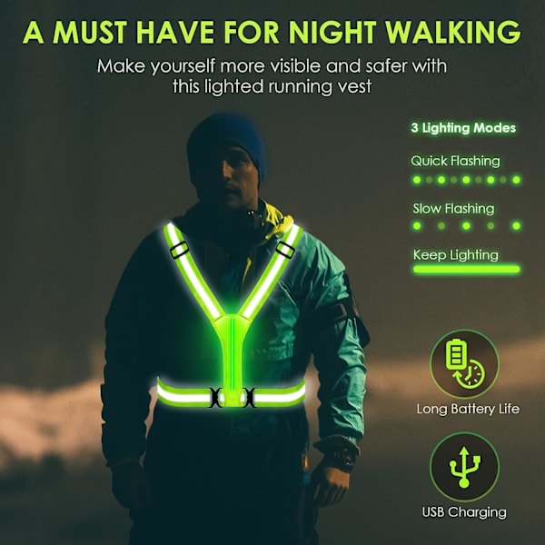 LED Reflekterende Vest Sikkerhedsudstyr - Genopladelig Høj Synlighed