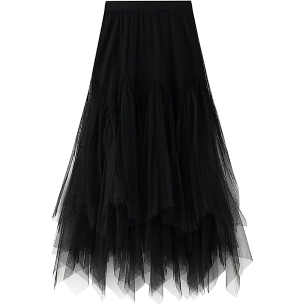 Kvinnors Mesh Lagrad Kjol, Solid Färg Elastisk Hög Midja Sheer Tutu Tulle