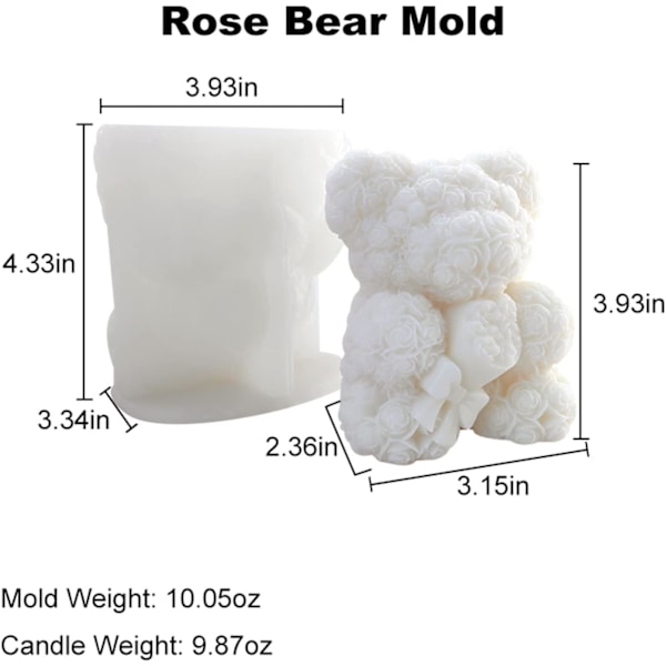 Mögel, 3D Rose Bear Mögel för kvinnor