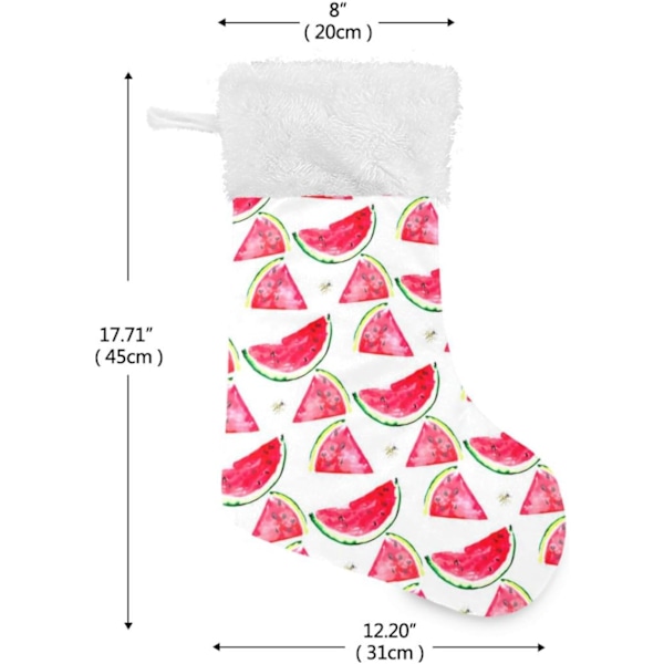Julklapp, personliga julklappsstrumpor 2-pack Söt frukt vattenmelon textur 45,7 cm julstrumpor hängande prydnad spis
