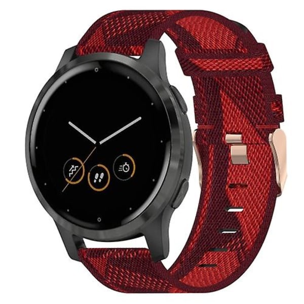 Til Garmin Vivoactive 4s 18mm Nylon Flettet Rem HYZ Red