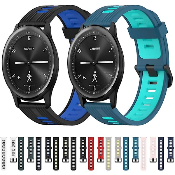 For Garmin Vivomove Sport 20mm Vertikalt Mønster To-farvet Silikone Urrem YSY White-Black
