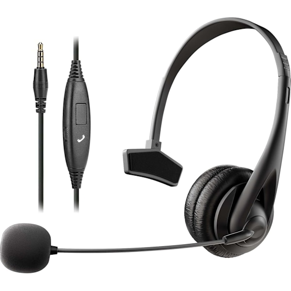 Headset med mikrofon til PC, computer, bærbar computer og mobil