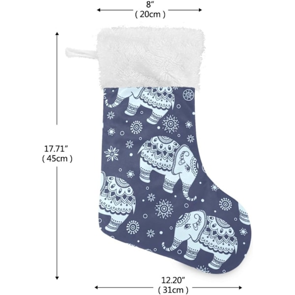 Julklapp, Personliga Julklappsstrumpor 2-pack Elefant Skog Djur Boho 18 tum Julstrumpor Hängande Ornament Kamin för Träddekoration