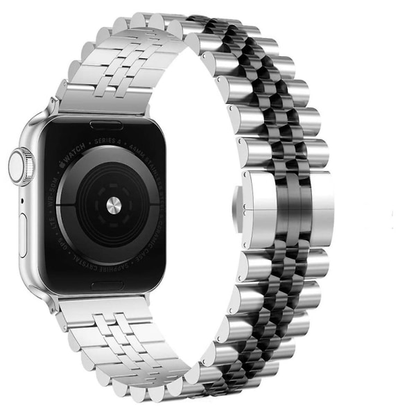 Metallrem för Apple Watch 49mm 40mm 41mm 42mm 44mm 45mm Rostfritt stål Lyxrem Tillbehör för Iwatch 8 7 6 5 4 3 2 Se Silver black andtool 42mm 44mm 45mm 49mm