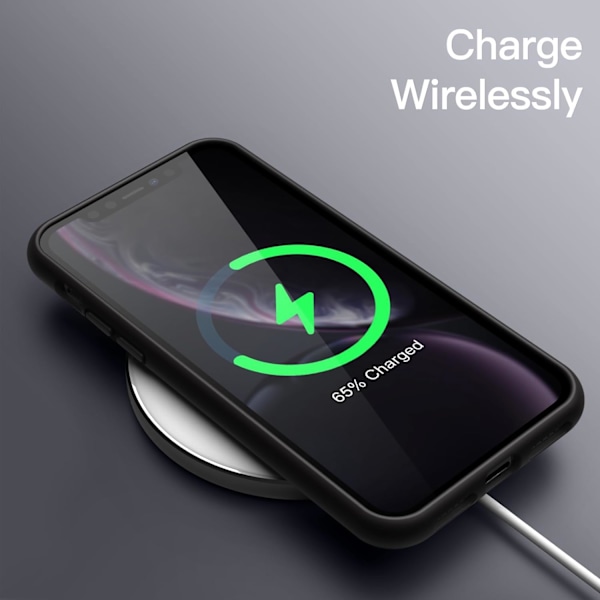 Silikone Etui til iPhone XR, 6.1-Ih, Siy-Soft Touch Fuld Beskyttende Etui, Stødsikkert Cover med Mikrofiberforing (Sort) Sort