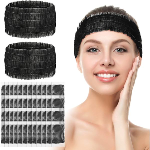 100 stycken engångshuvudband mjuka non-woven ansikts spa pannband tyg stretch hudvård hårband salong smink bastu