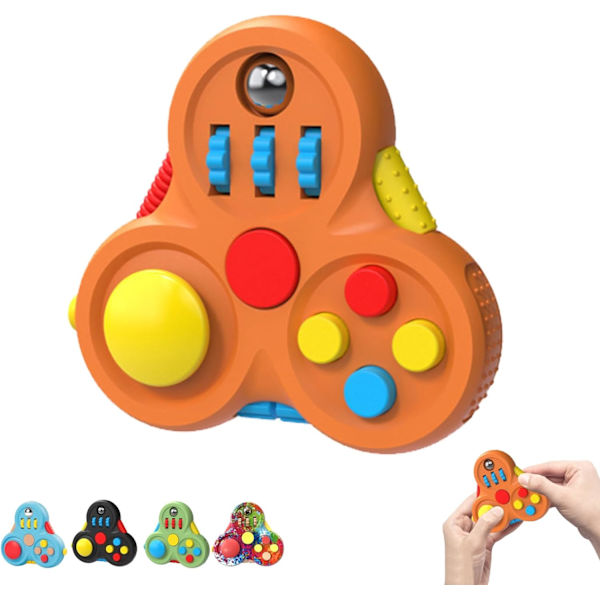 Fidget Controller Pad - Spinnerleke for ADHD/Autisme - Stresslindring (Oransje)