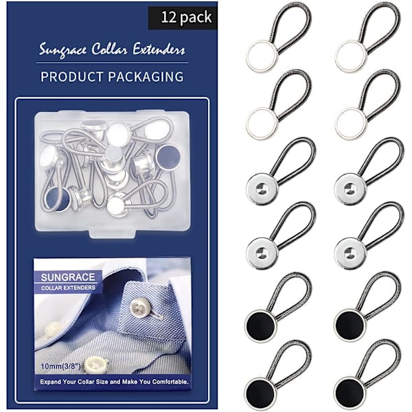 12-pack metallkrage och knappförlängare - skjorta klänning byxor kappa