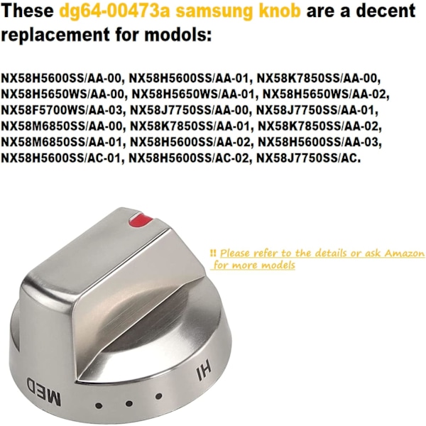 Komfyr knotter for Samsung - Rustfritt stål gasskomfyr knotter 1 pakke