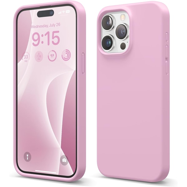 Flydende silikone-cover kompatibel med iPhone 15 Pro Max-cover, premium silikone, helkropsbeskyttelsescover [4-lags stødsikker struktur], Hot Pink