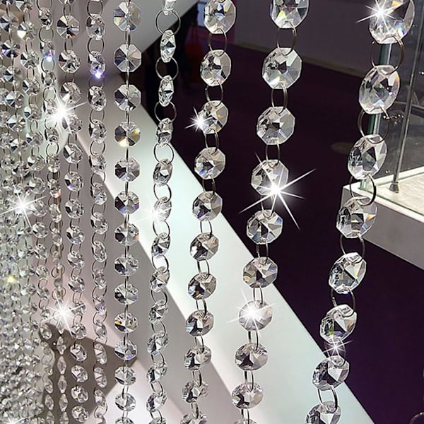 33FT Krystall Akryl Perler Perlekjeder: Klar Diamantkjede for Dekorasjoner