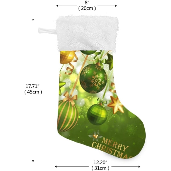 Julklapp, Personliga Julklappsstrumpor 2-pack Jul Snöflinga Boll Grön 18 tum Julstrumpor Hängande Ornament Kamin