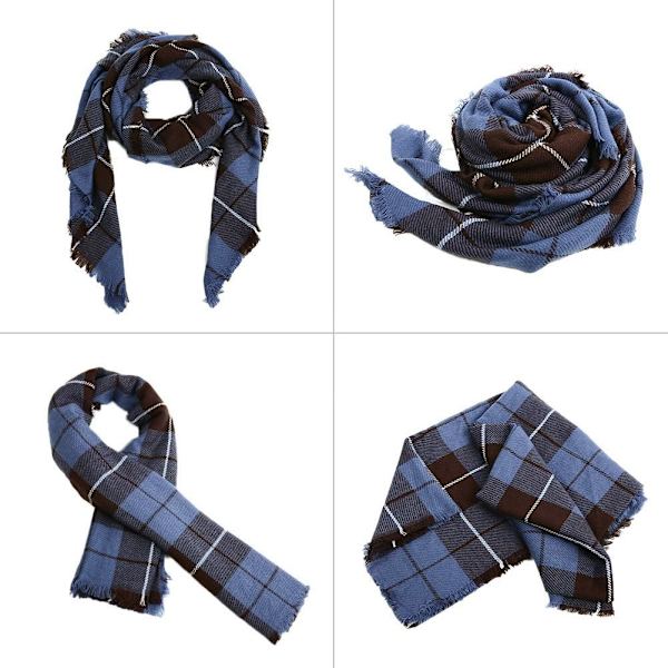 Varm dam filt halsduk oversized tofs tartan wrap sjal rutig mysig rutig