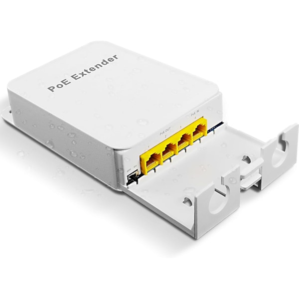 4-Port Gigabit PoE-forlenger - 1000 Mbps, 30 W, 100 m rekkevidde - Vanntett for utendørskameraer