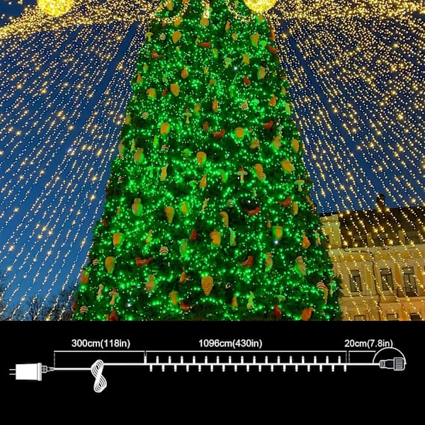 500 LED-ljusslinga utomhus, 16 lägen plug in Twinkle Fairy Lights för sovrum, 46ft 500LED julgransljus klusterljus utomhus vattentät