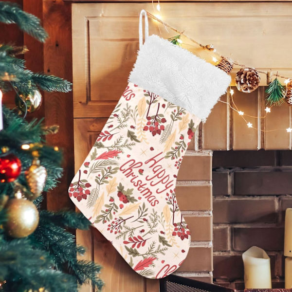 Jule-Strømpe, Personlige Jule-Strømper 2-pak Merry Christmas Floral 45,7 cm Jule-Strømper Hængende Ornament Pejs til Trædekoration