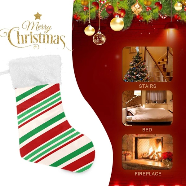 Julklapp, Personliga Julklappsstrumpor 2-pack Jul Röd Grön Randig 45,7 cm Julstrumpor Hängande Ornament Eldstad för Bygg