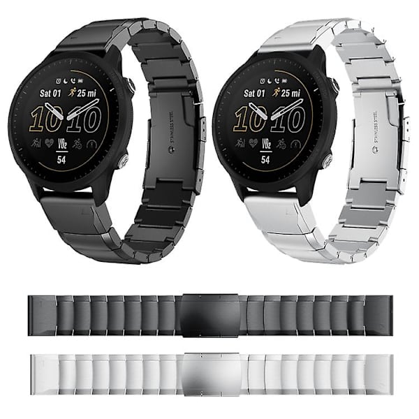 För Garmin Forerunner 955 22mm Sköldpaddsskal Rostfritt Stål Klockarmband CFB Sliver