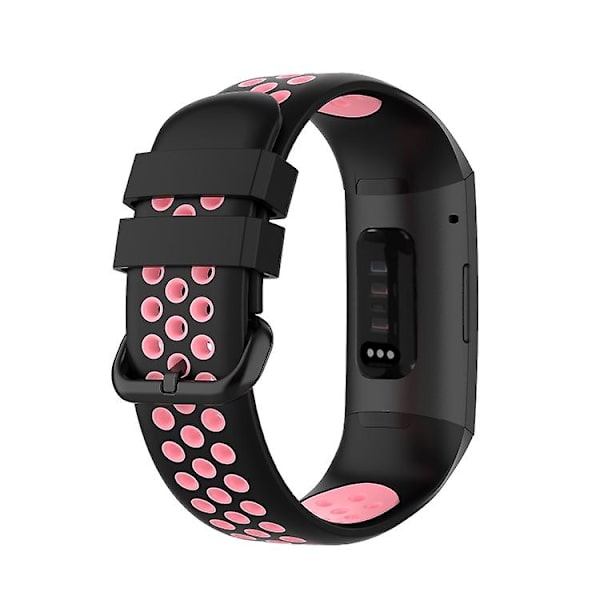 Til Fitbit Charge 4 / Charge 3 Se Watch Button To Farver Silikone Udskiftningsrem Watchband PQU Black Pink