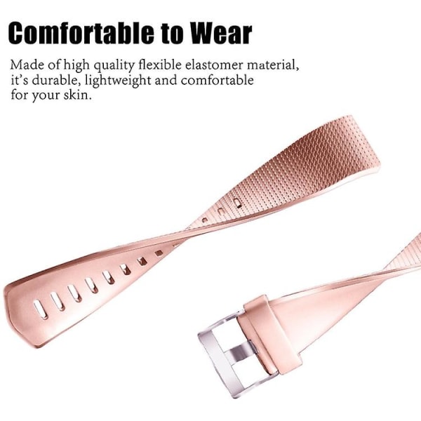 För Fitbit Charge 2 Rutig Metall Armband DFC Rose Gold