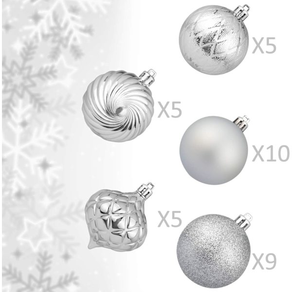 Silver Julgranskulor 34st 2,36-tums Julgransdekorationer Ornament