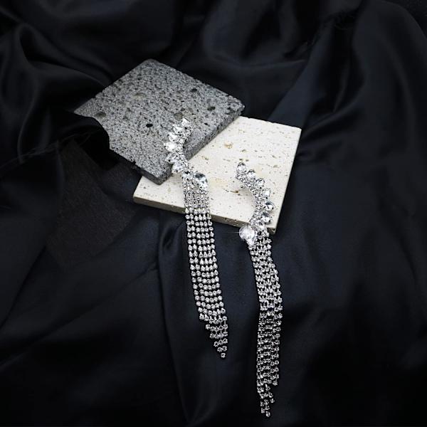 Kvindernes Krystal Rhinestone Blad Kvaster Klatrere Crawler Øreringe Sjov Guld