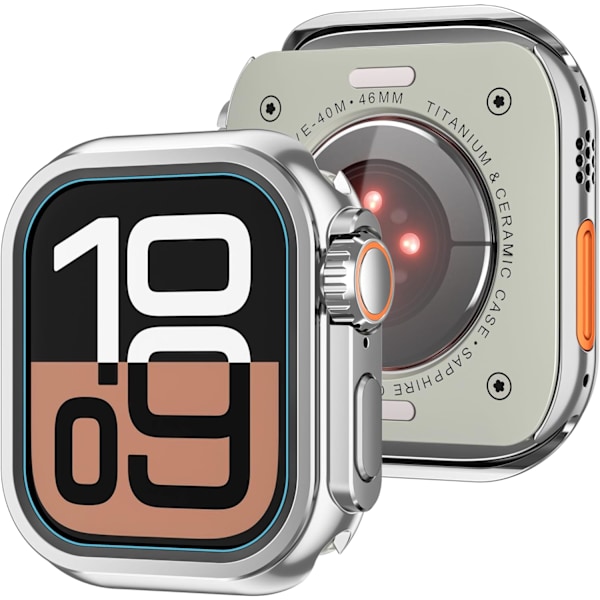 Robust metallkasse i designerstil for Apple Watch Series 10 (2024) 46 mm, beskyttelse for endring til Ultra 2/1, beskyttende støtfangerdeksel i metall for iWatch Series 1