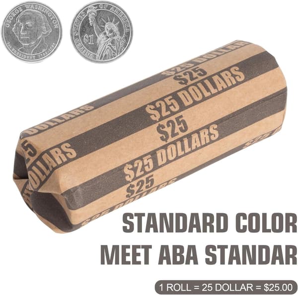 JamY Home Dollar Coin Wrappers Dollars Only Flat Dollar Rolls 110PCS Black