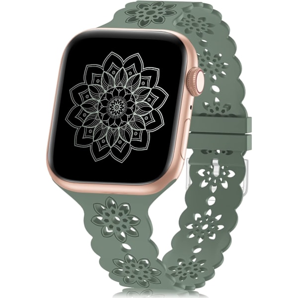 Blomstermønstret silikonearmbånd kompatibelt med Apple Watch - 38 mm