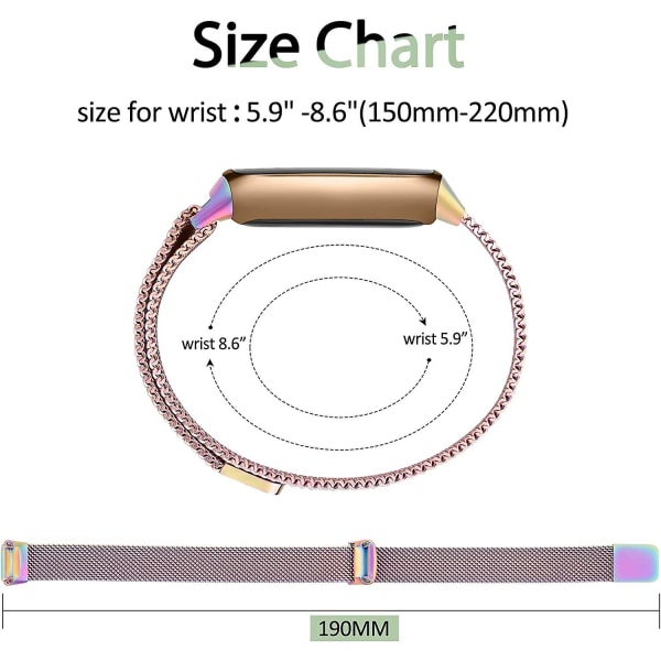 Justerbar rem i rustfrit stål mesh til Fitbit Luxe/luxe Special Edition Fitness Tracker til kvinder og mænd Colorful