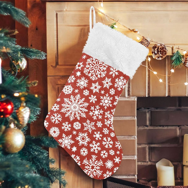 Julklapp, Personliga Julklappsstrumpor 2-pack Glad Jul Snöflingor Vit Röd 45,7 cm Julstrumpor Hängande Ornament Ka