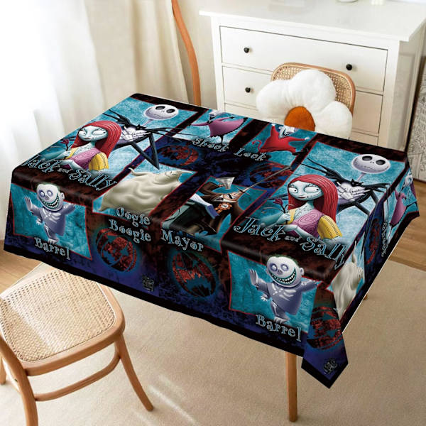 The Nightmare Before Christmas Bordsduk Jack Skellington och Sally Halloweenfest Dekoration Rektangulär Kök Matbord Hem Bordsduk