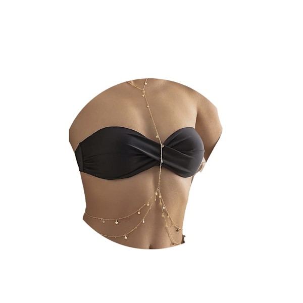 Guld Sexig Body Chain Crossover Tunn BH Bikini Midja Mage