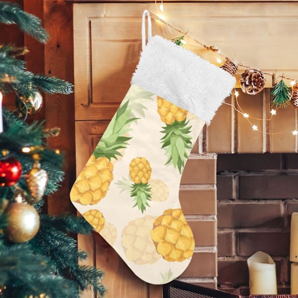 Weihnachtsstrumpf, personalisierte Weihnachtsstrümpfe Set von 2 Chic Tropical Crazy Ananas 45,7 cm Xmas Strümpfe Hängende Ornament Kamin für Baum