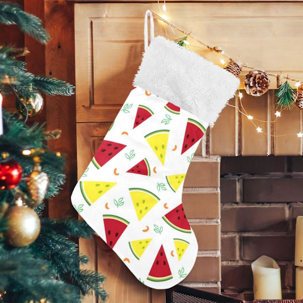 Julklapp, personliga julklappsstrumpor 2-pack Vattenmelontextur 45,7 cm Julstrumpor Hängande Ornament Eldstad för träddekoration
