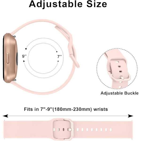Bløde silikonesportsremme til Fitbit Versa 2 (ZZ-Pink)