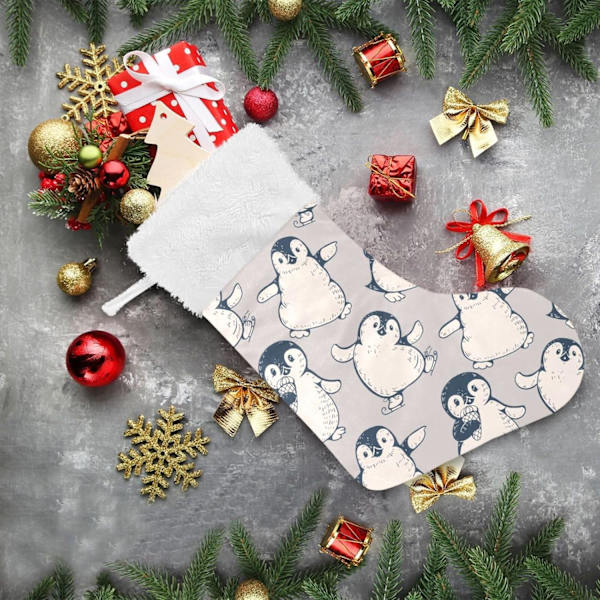 Julklapp, Personliga Julklappsstrumpor 2-pack Retro Söt Pingvin 45,7 cm Julstrumpor Hängande Ornament Kamin för Träddekoration