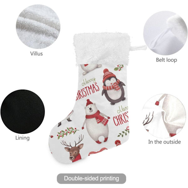Julklapp, personliga julklappsstrumpor 2-pack Jul Tomten Isbjörn Pingvin 45,7 cm Julstrumpor Hängande Ornament K