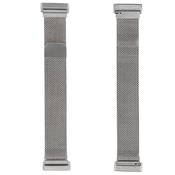 Til Fitbit Versa 4 / Versa 3 20mm Milanese Magnetisk Metal Split Spænde Urrem EUW Silver