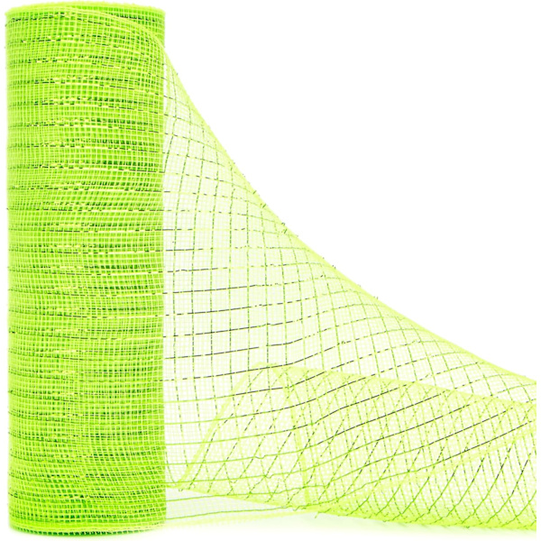 Limegrön metallisk nätband, 10 tum x 30 fot (10 meter), limegrön med