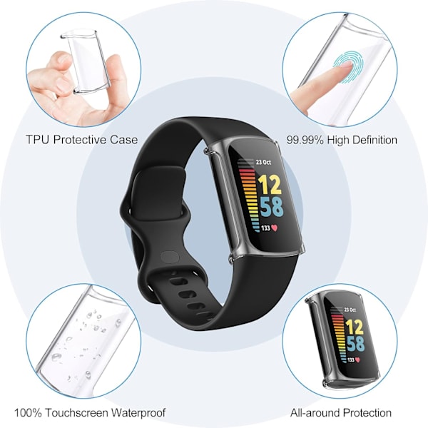 4-pack fodral för Fitbit Charge 5 - TPU-fodral med full täckning