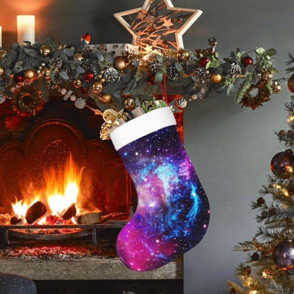 Galaxy Julstrumpor - Hållbara, Färgglada och Roliga Festliga Dekorationer - Julstrumpor för Eldstaden, Julstrumpor för Presenter och Godis
