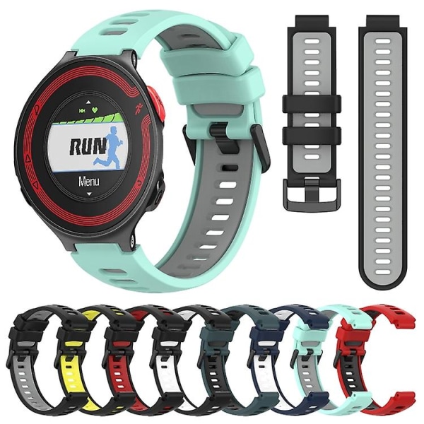 For Garmin Forerunner 220 To-farvet silikone urrem ZQB Black-Grey