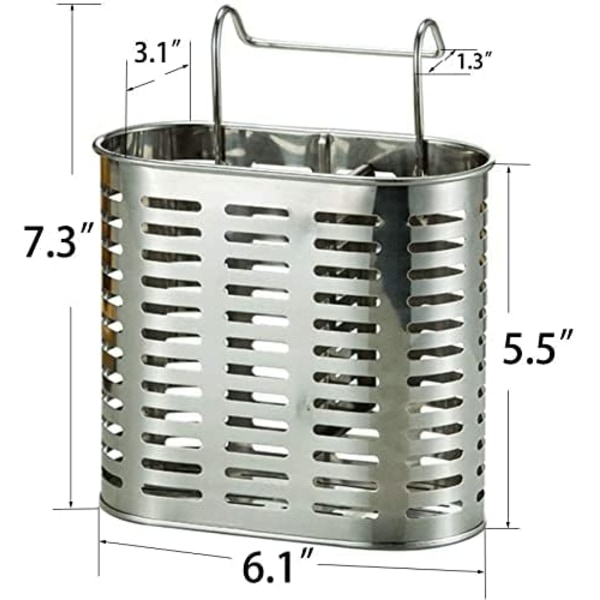 Rustfritt stål hengende 2 fack Mesh redskap Tørking