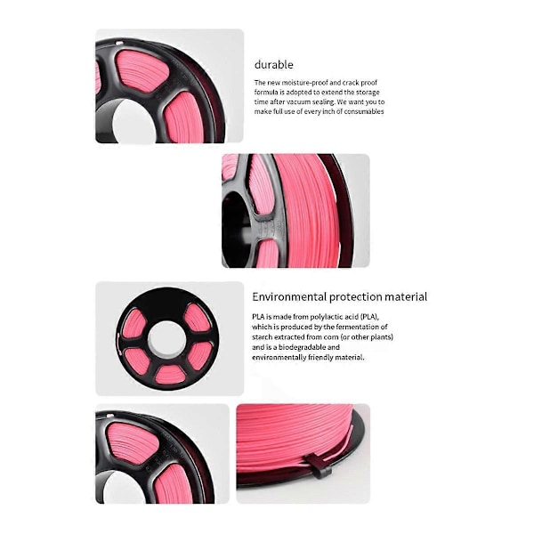 PLA 3D-printer Filament, Nøje Spolede PLA Filament 1.75mm Passer til de fleste FDM 3D-printere, 1KG Spole PLA Filament Hvid